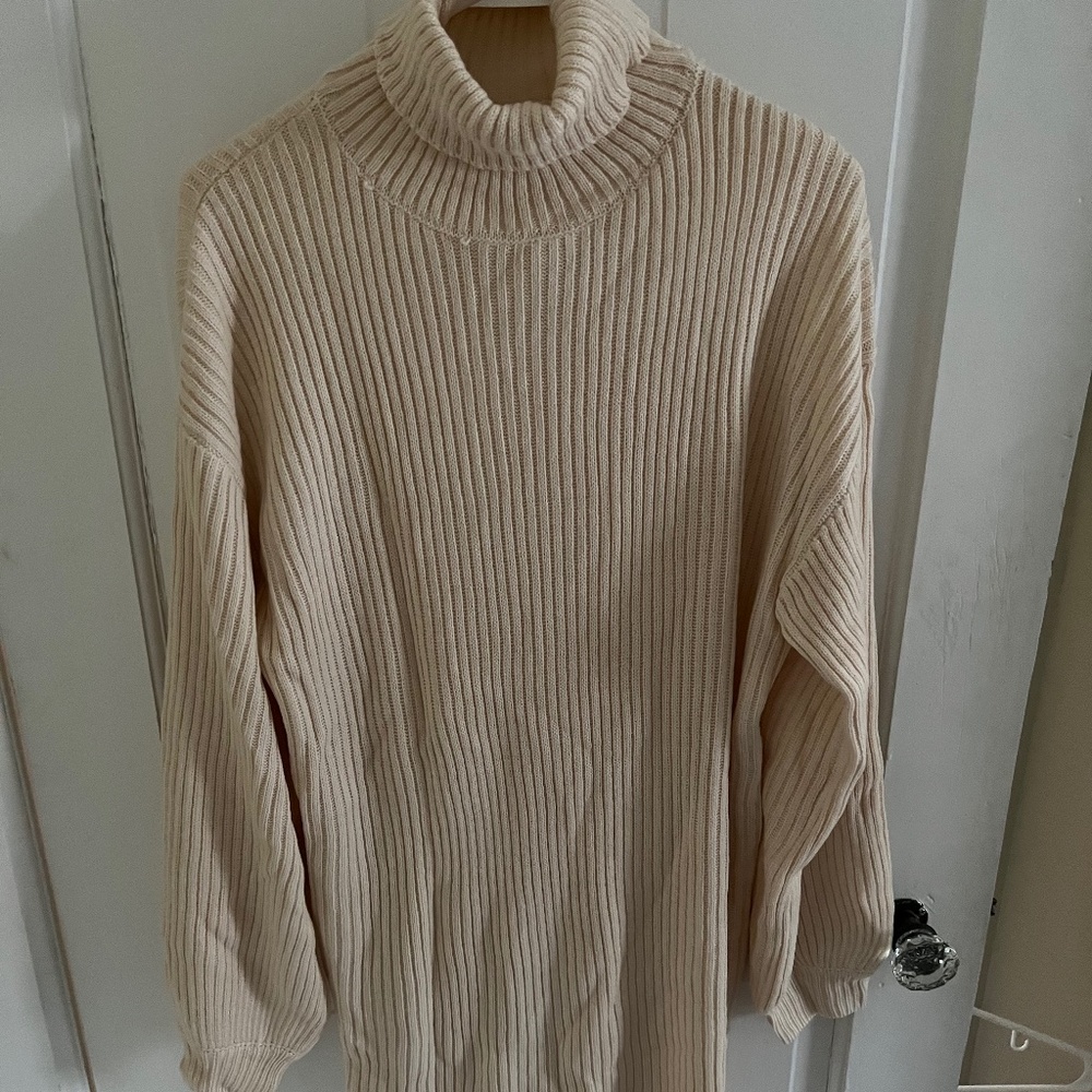 Shein High Neck Bishop Sleeve Sweater Dress